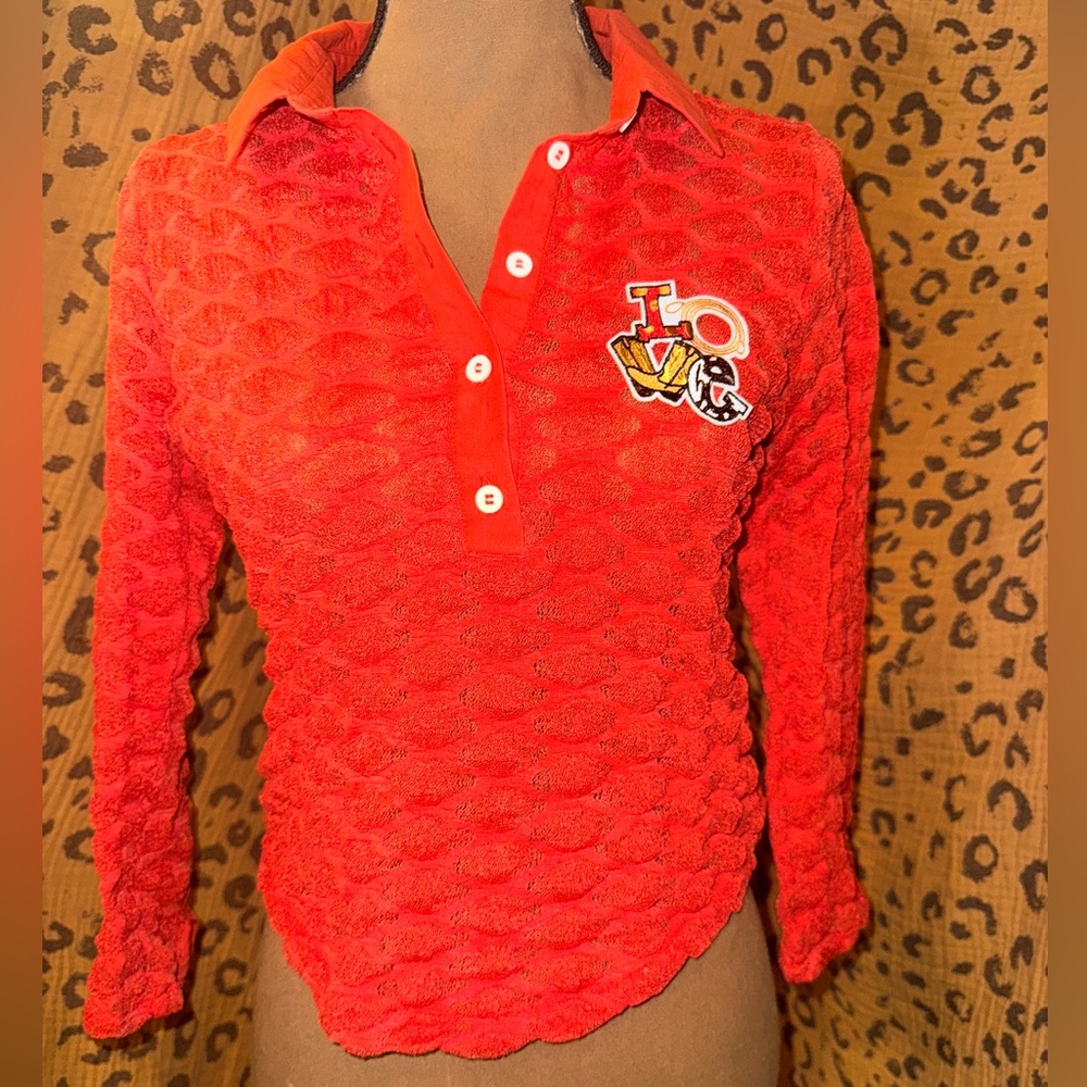 ReWorked Free People Orange/Red Textured Women's Top Sz Sm